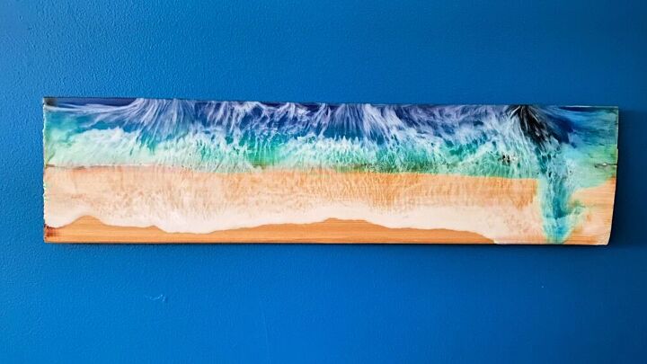 wood and resin ocean wave wall art