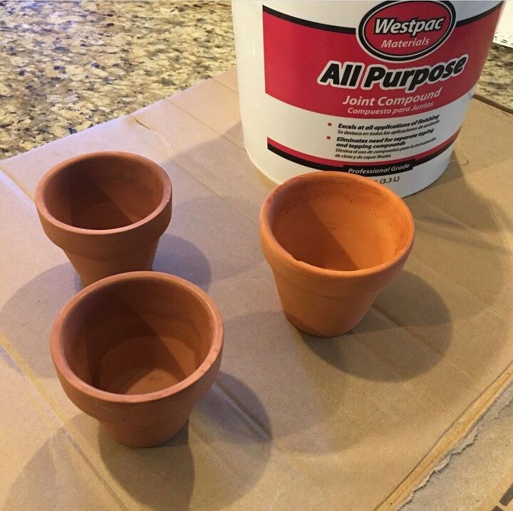 joint compound flower pot makeover, Gather supplies