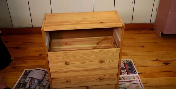 turn a plain ikea rast dresser into a rustic farmhouse nightstand, Remove the Top Drawer