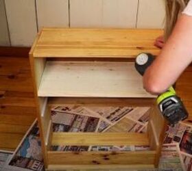 turn a plain ikea rast dresser into a rustic farmhouse nightstand, Nail the Shelf