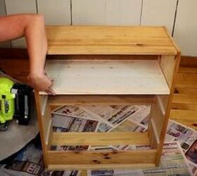 turn a plain ikea rast dresser into a rustic farmhouse nightstand, Add Nails