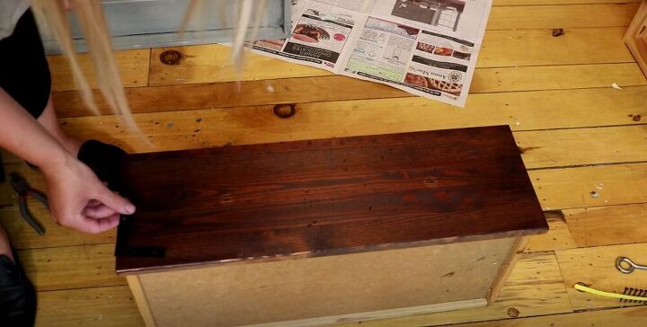 turn a plain ikea rast dresser into a rustic farmhouse nightstand, Restain