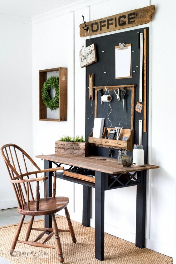 14 hermosas ideas de escritorios de bricolaje para ayudarle a crear un espacio de, C mo una solitaria mesa de centro se convirti en un escritorio muy feliz y productivo