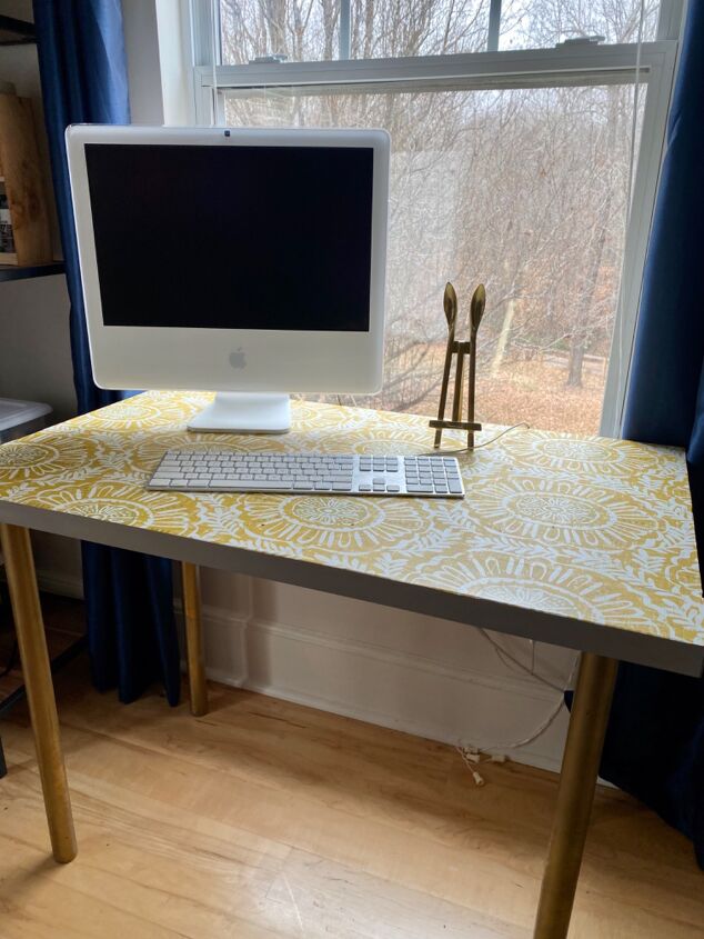 s 14 beautiful diy desk ideas to help you create an at home workspace, IKEA Hack Linnmon Refresh With Peel N Stick Wallpaper