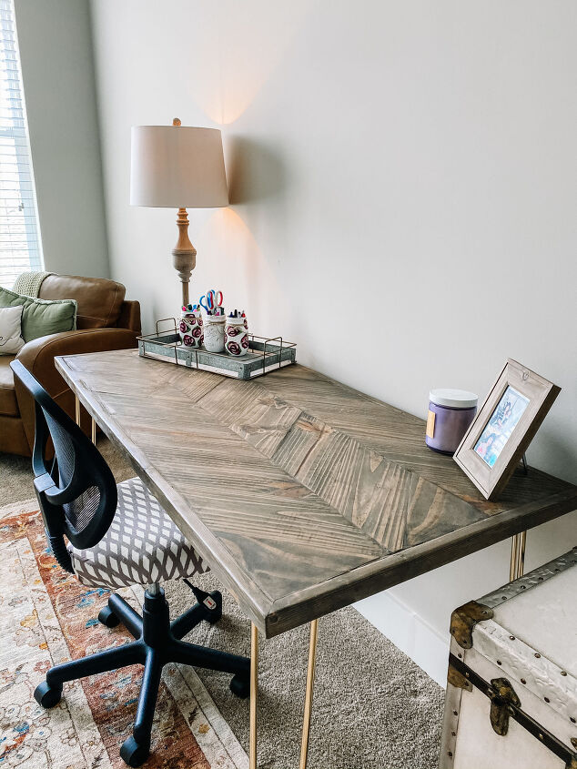 s 14 beautiful diy desk ideas to help you create an at home workspace, Scrap Wood Desk