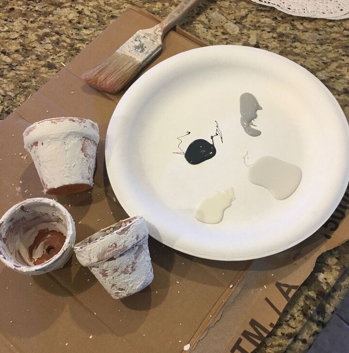 joint compound flower pot makeover, The paint