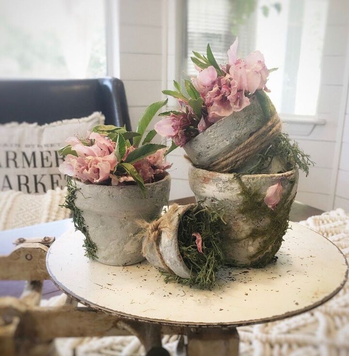 joint compound flower pot makeover, Done