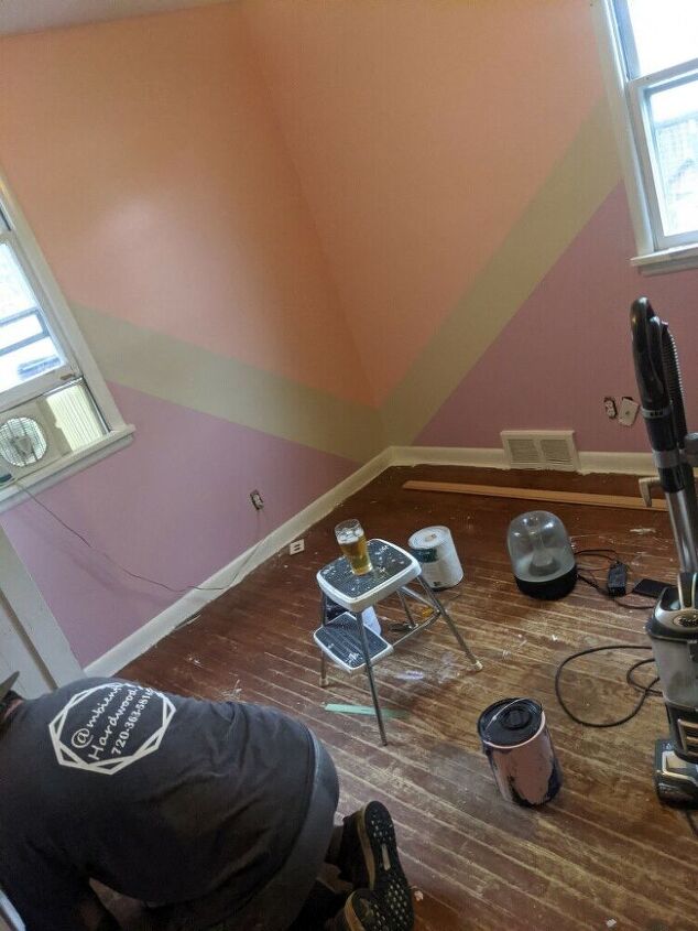 pleasantly pastel painted room, Touching up baseboards