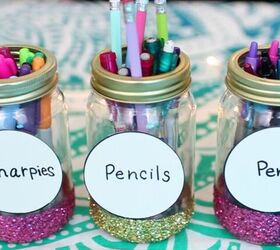 28 sencillas ideas de organizacin para mantener la cordura durante el curso escolar, DIY Back to School Supplies DIY Pencil Cup Mason Jars