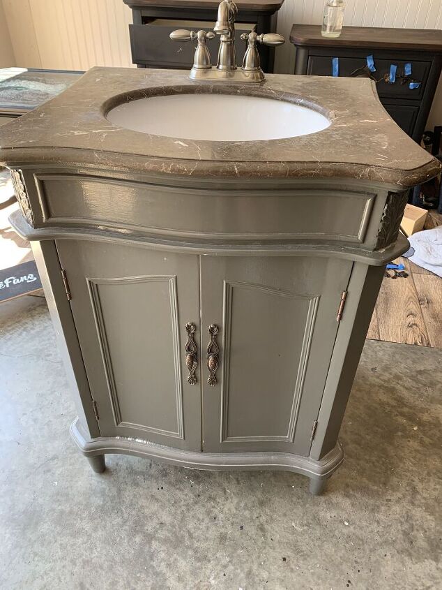 bathroom vanity redesign using retique it chalk paint and prima moulds