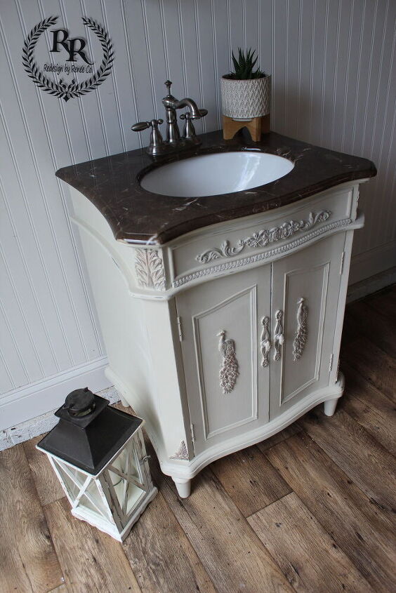 bathroom vanity redesign using retique it chalk paint and prima moulds