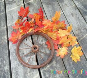 repurposed wheel fall wreath
