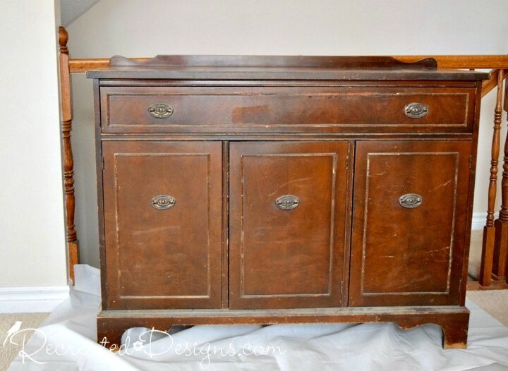 15 shocking makeovers that ll make you rethink your old furniture, How to Transform a Dirty Dingy Vintage Buffet