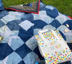 reversible picnic blanket from old jeans