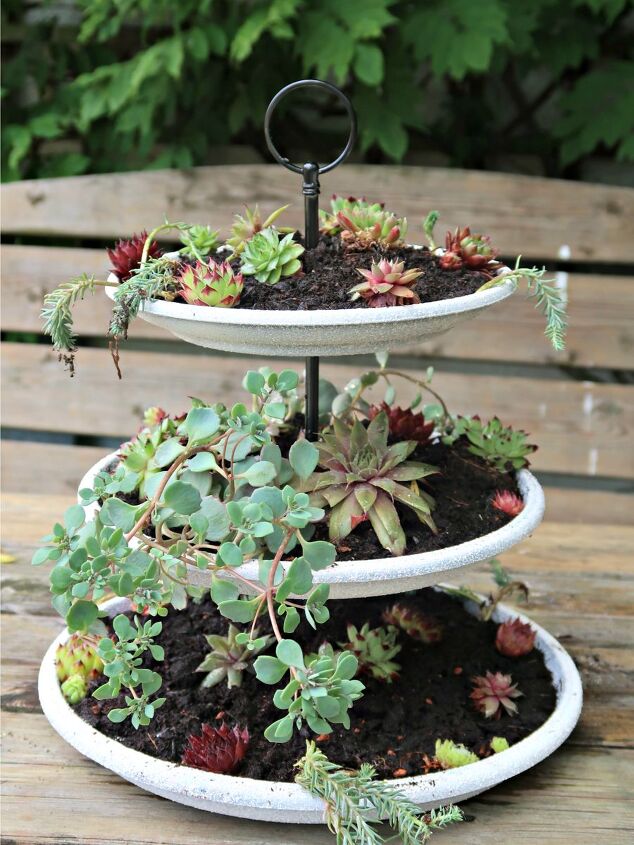 s 26 creative ways to display your succulents, How To Make An Easy Tiered Succulent Planter