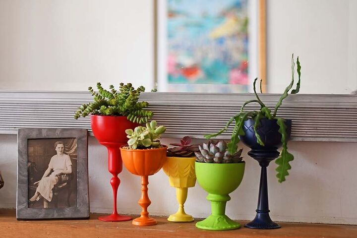 s 26 creative ways to display your succulents, Gorgeous Rainbow Upcycled Succulent Planters