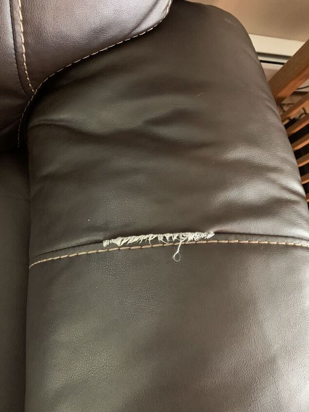 repairing a ripped seam in leather couch