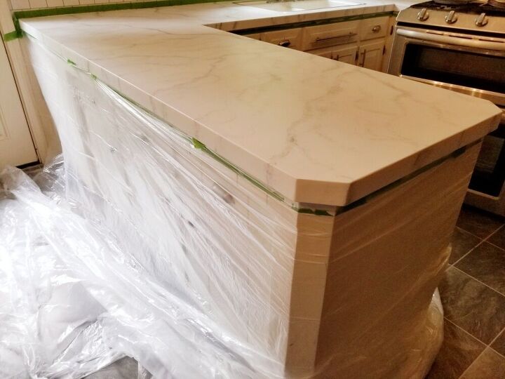 real looking faux marble countertop update
