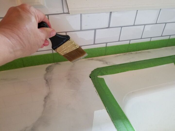 real looking faux marble countertop update