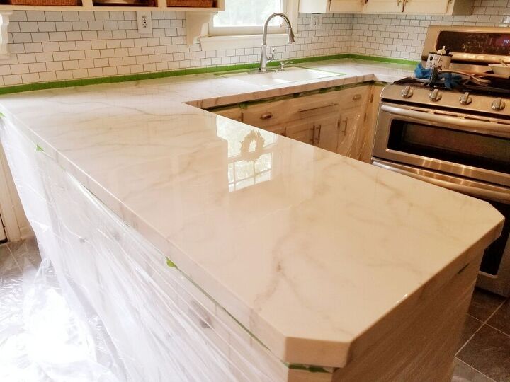 real looking faux marble countertop update