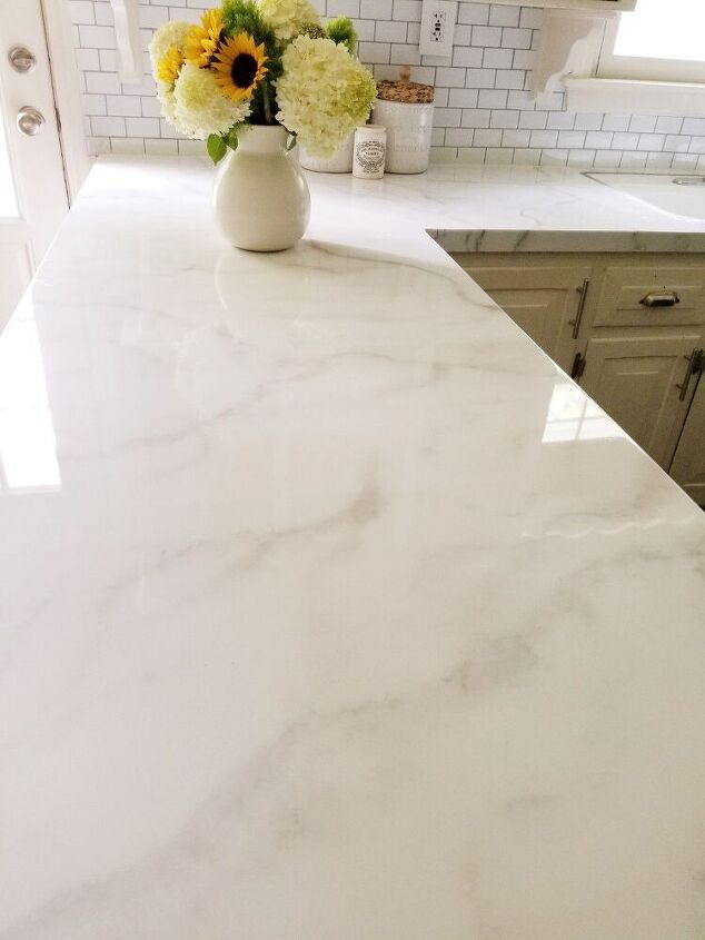 real looking faux marble countertop update