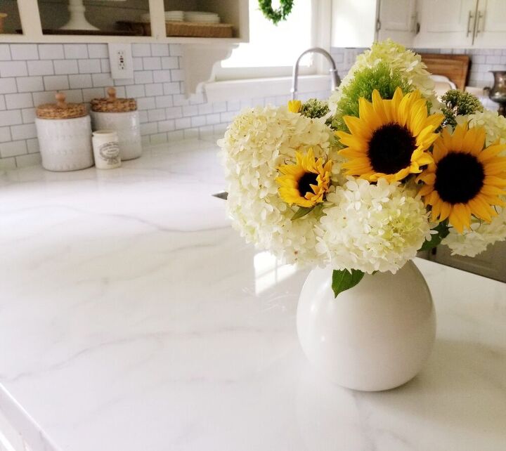 real looking faux marble countertop update