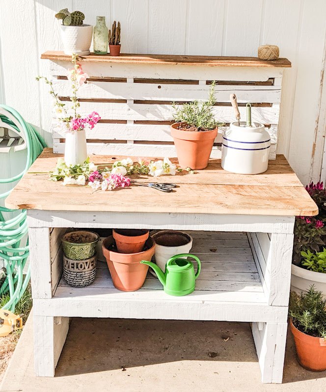 s 20 ideas to help you soak in the last days of summer, How to Make a Pallet Potting Bench
