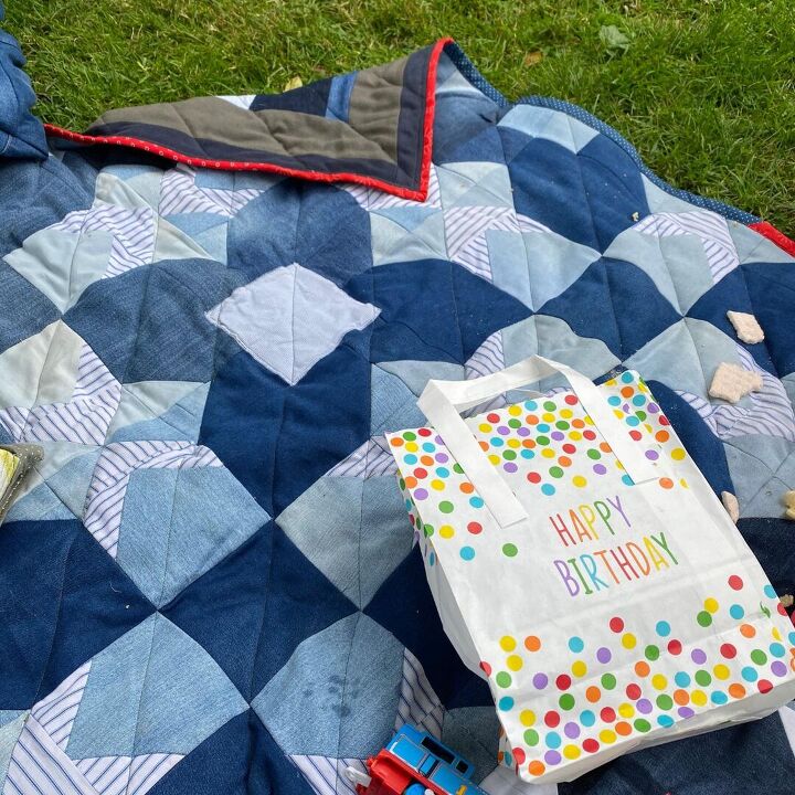 s 20 ideas to help you soak in the last days of summer, How to Make a Reversible Picnic Blanket From Old Jeans