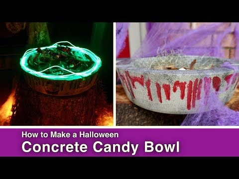 3 espeluznantes ideas para halloween con una bolsa de 4 dlares de quikrete, DIY Halloween Concrete Candy Bowl