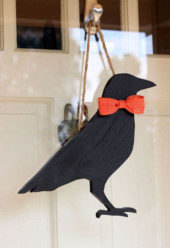 decorao de porta de outono com corvos