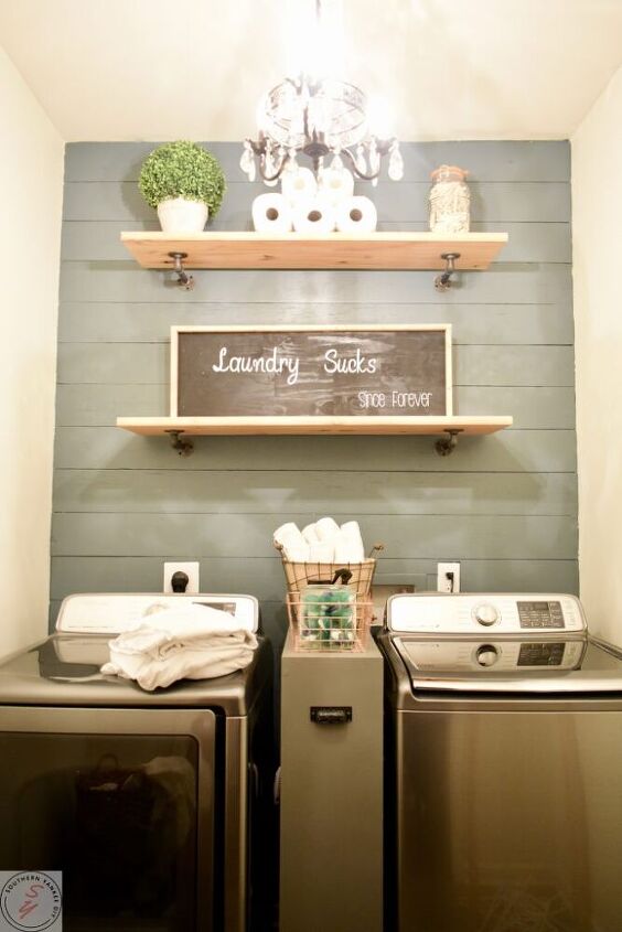20 creative ways to add open shelving to your home, Laundry Room Renovation