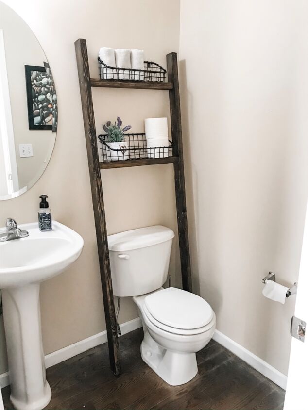 s 20 smart bathroom storage solutions you can copy on a budget, Bathroom Blanket Ladder