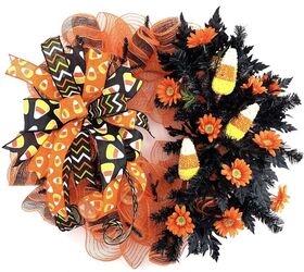 s 9 fall wreath ideas you won t see on anyone else s front door, Your friends will love this fun candy corn wr