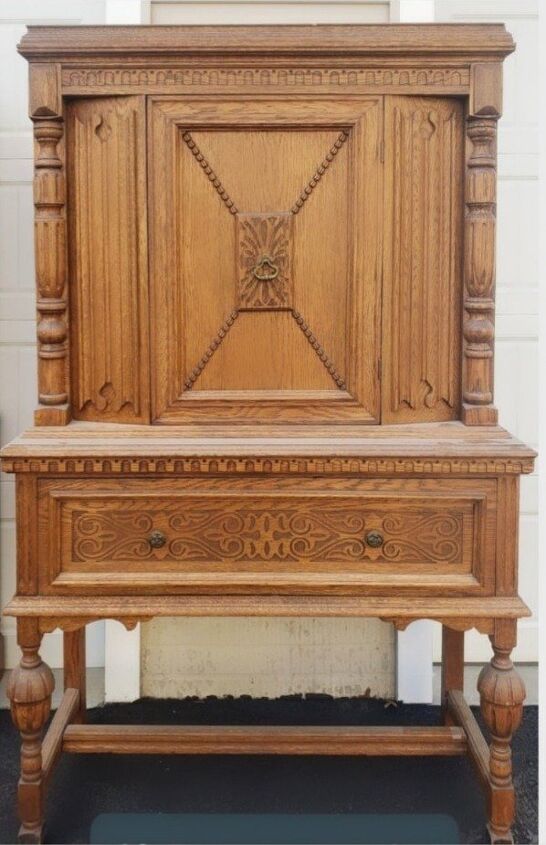 21 stunning wood paint furniture transformations, Blind Oak Cabinet Makeover