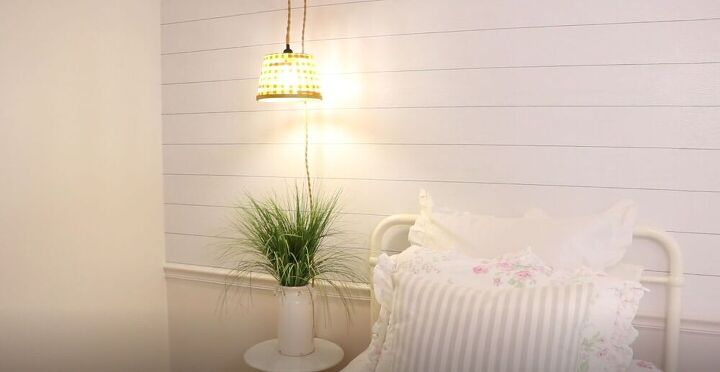 32 charming farmhouse decor ideas you can diy for 30 or less, Create Your Own Farmhouse Pendant Light From A Basket
