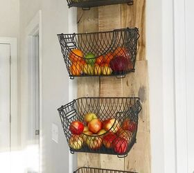 32 charming farmhouse decor ideas you can diy for 30 or less, DIY Wall Mounted Fruit Veggies Holder