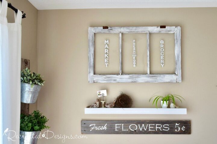 32 charming farmhouse decor ideas you can diy for 30 or less, An Easy Way to Upcycle an Old Window Into Art