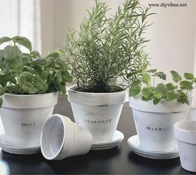 32 charming farmhouse decor ideas you can diy for 30 or less, DIY Chalk Painted Herb Planters