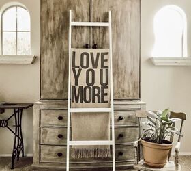 32 charming farmhouse decor ideas you can diy for 30 or less, Easy DIY Blanket Ladder