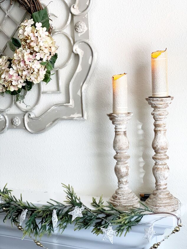 32 charming farmhouse decor ideas you can diy for 30 or less, Romantic Book Page Candles