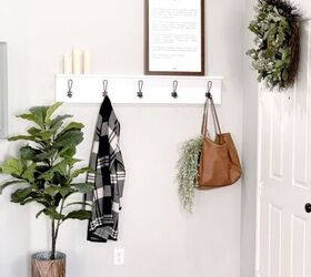 32 charming farmhouse decor ideas you can diy for 30 or less, Wall Coat Rack With Shelf
