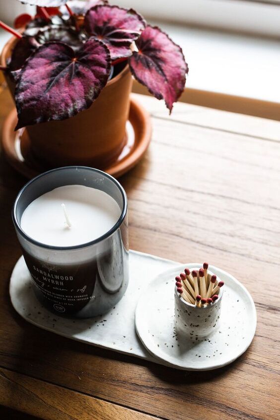 air dry clay candle match holder