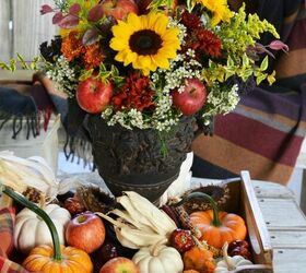 create a transitional or fall flower arrangement with apples