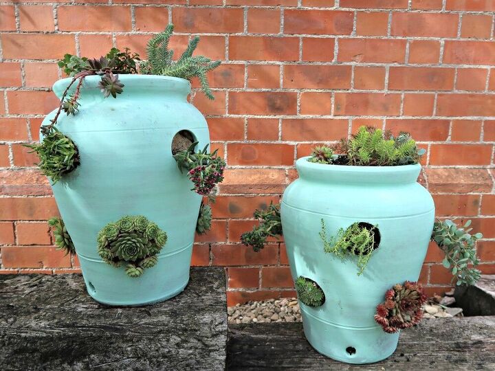 how to turn strawberry planters into succulent pots