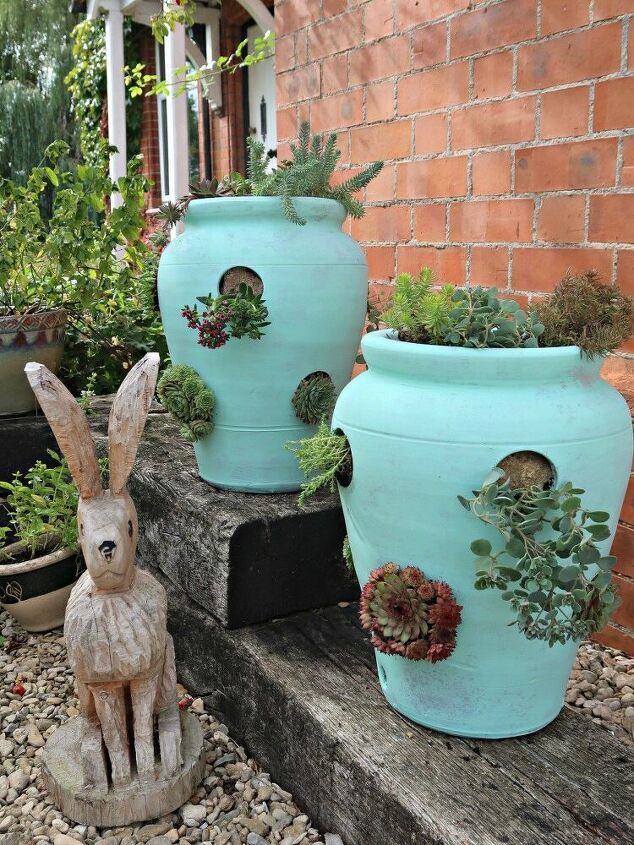 how to turn strawberry planters into succulent pots
