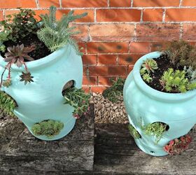 how to turn strawberry planters into succulent pots