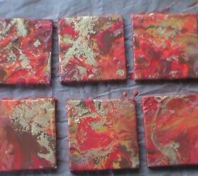 20 gorgeous ideas that ll get you hooked on resin and paint pouring, Acrylic Paint Pour With Feathered Gold Enamel