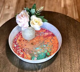20 gorgeous ideas that ll get you hooked on resin and paint pouring, Acrylic Pour Galvanised Tray