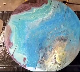 20 gorgeous ideas that ll get you hooked on resin and paint pouring, Transform Wood With Acrylic Pour Painting
