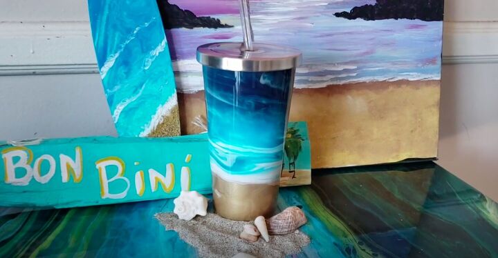 20 gorgeous ideas that ll get you hooked on resin and paint pouring, Learn How to Create a Calming Ocean Design